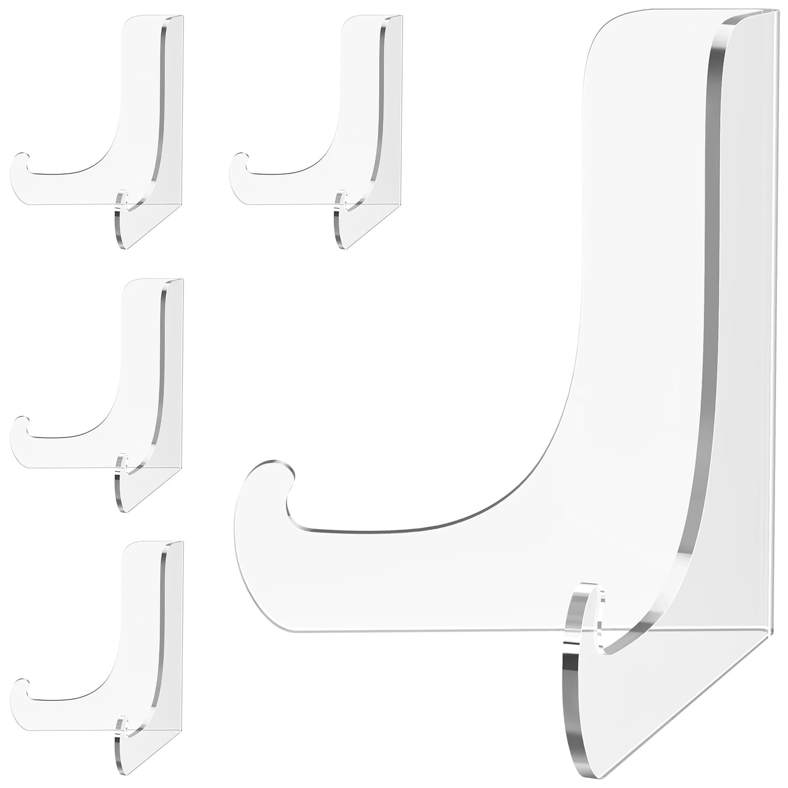 Dooiclear 5 Pack Acrylic Display Stand, Plate Stand for Display, Clear Easel Stand, Display Holder for Card, Frame, Picture, Magazine, Book, CD, Phone (Small/ 3 Inch)