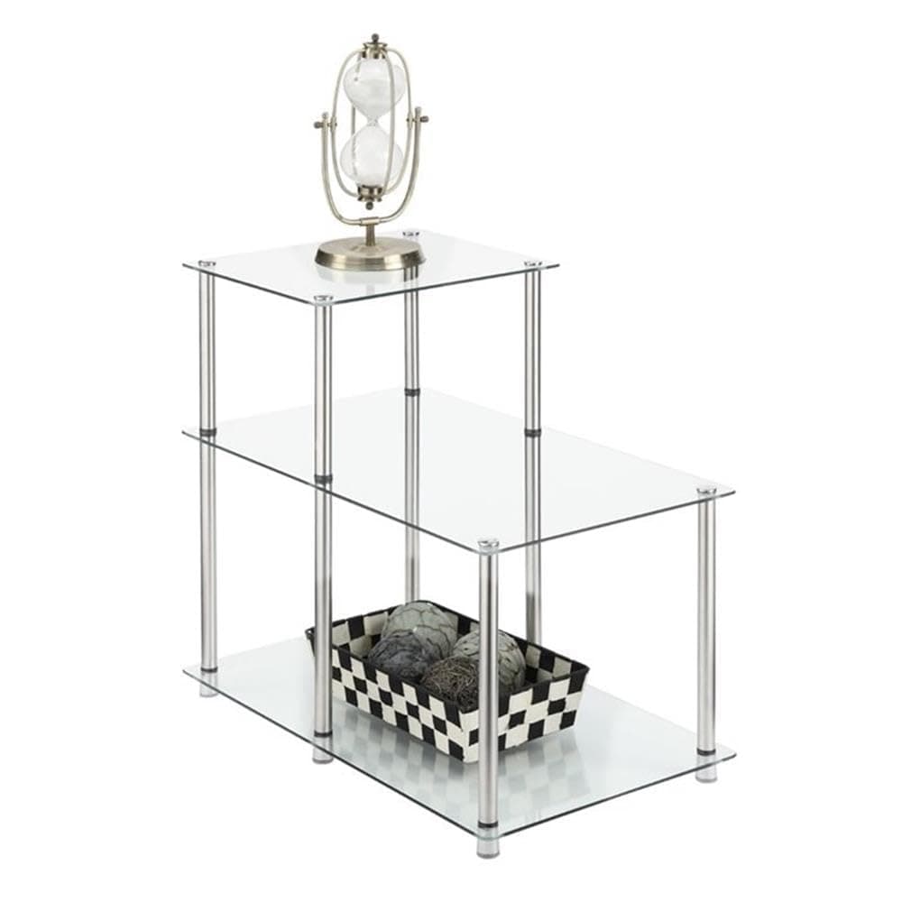 Designs2Go Classic Glass 3 Step Chairside End Table