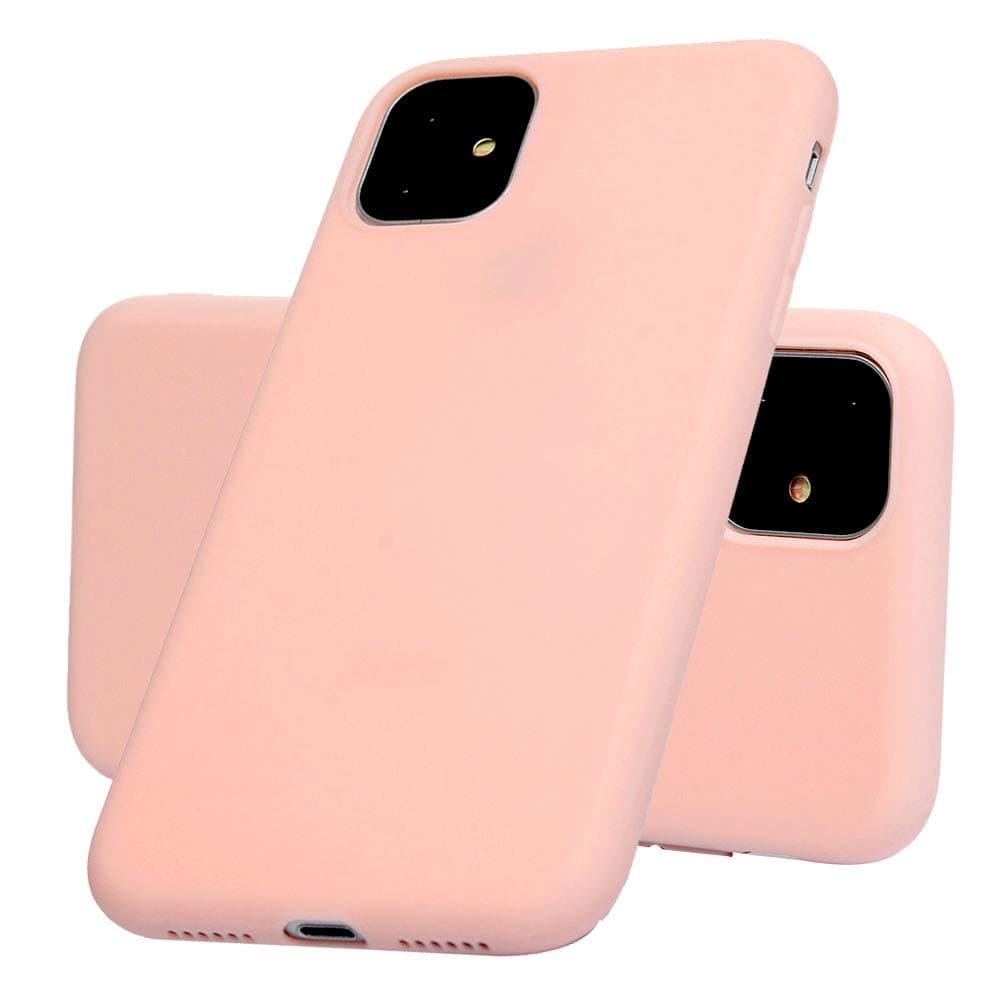 Badalink Cute iPhone 11 Case, Flexible Solid Color TPU Silicone Case for iPhone 11 6.1inch 2019, Lightweight Pretty Phone Protective Skin Slim Shockproof Cover - Pink