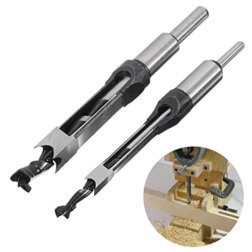 Brillife 2Pcs Wood Drill Bits Square Hole Drill Bits Woodworking Mortising Chisel Countersink Bit Kits Tools (3/8" 1/2")
