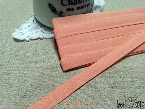30Yds Bias Tape Poly Cotton Trim 10mm Solid Colour Double fold (Peach)