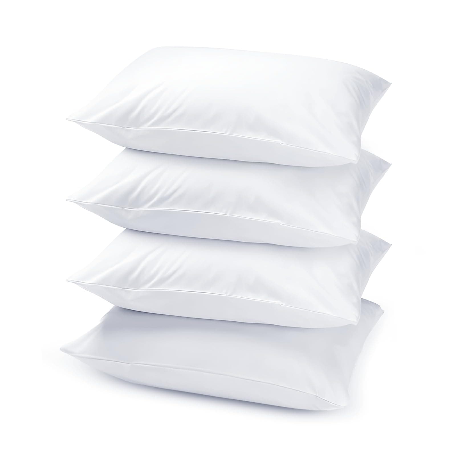 Hotel Linen Klub Premium Pack of 4 Pressed Pillows -100% Microfiber Outer Cover, 800 Grams Plush Hollow Fiber Filling for Ultimate Comfort and Support, Size: 50x70 cm, Soft White