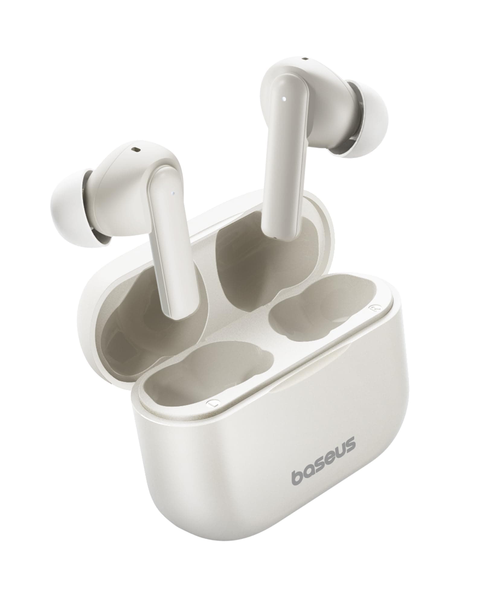 Baseus Bowie E17 Wireless Earbuds Bluetooth 5.3, In-ear Headphone, ENC Mics Noise Cancelling Headset, 25H Play Time Fast Charging, 12mm Large Driver, Low Latency Earphone for Gaming, Calls (White)