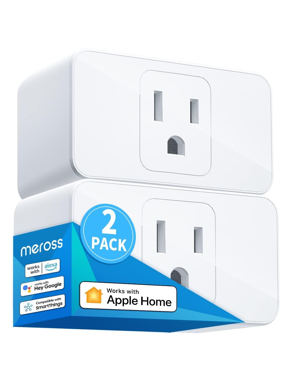 Smart Plug Mini, 15A & Reliable Wi-Fi, Support Apple HomeKit, Siri, Alexa, Echo, Google Assistant and Nest Hub, App Control, Timer, No Hub Needed, 2.4G WiFi Only, 2 Pack