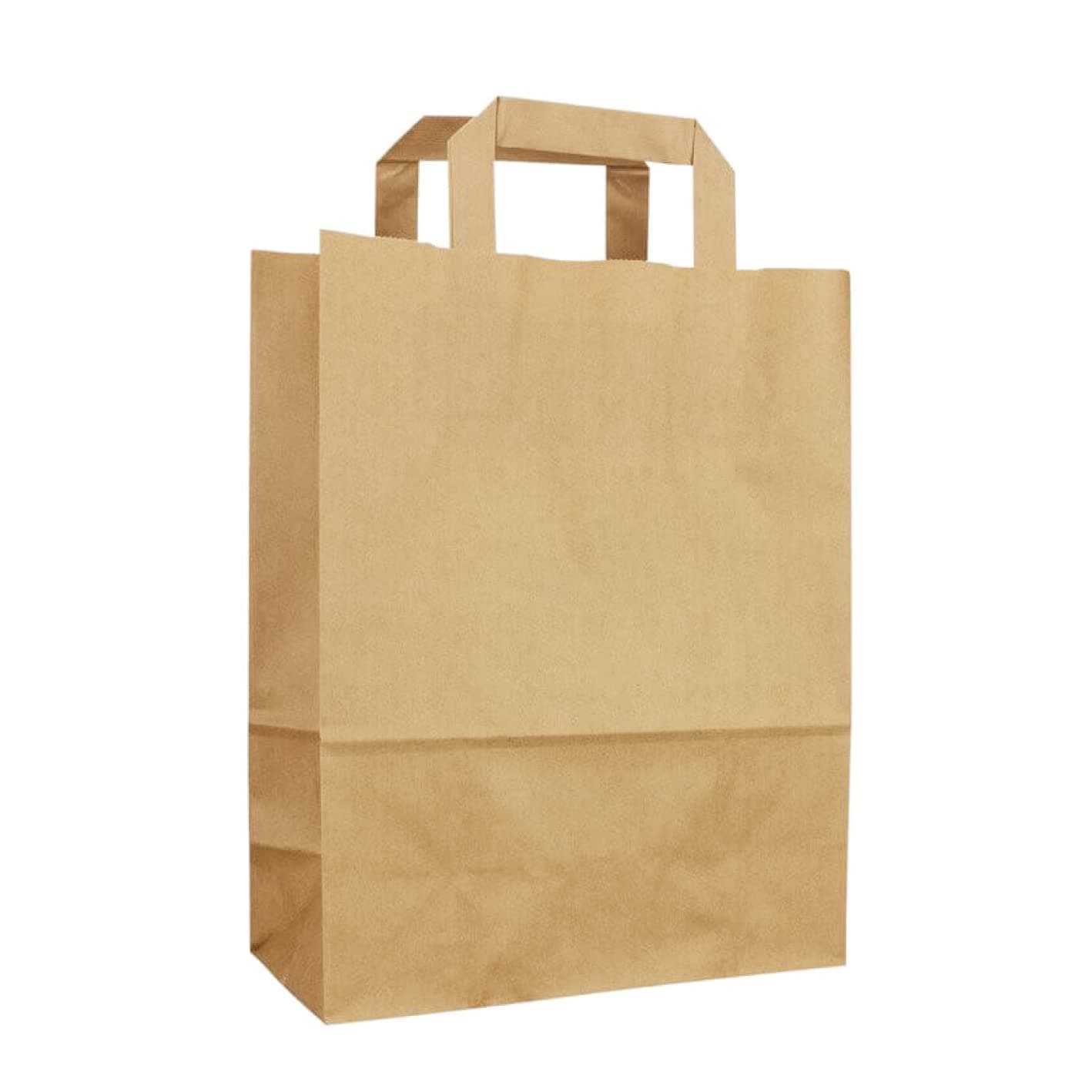 Bony Packaging Kraft Paper Bag with Flat Handle 25-Pieces, 24 cm x 28 cm x 10 cm Size, Brown