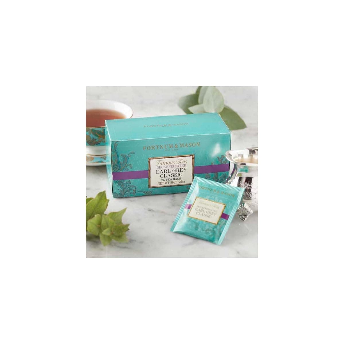 Fortnum & Mason British Tea, Earl Grey Classic DECAFFEINATED, 25 Count Teabags (1 Pack)