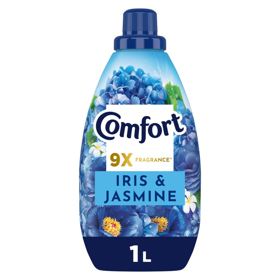 Comfort Concentrate Fabric Softener, Iris & Jasmine, 9x fragrance, 1L,Packaging may vary