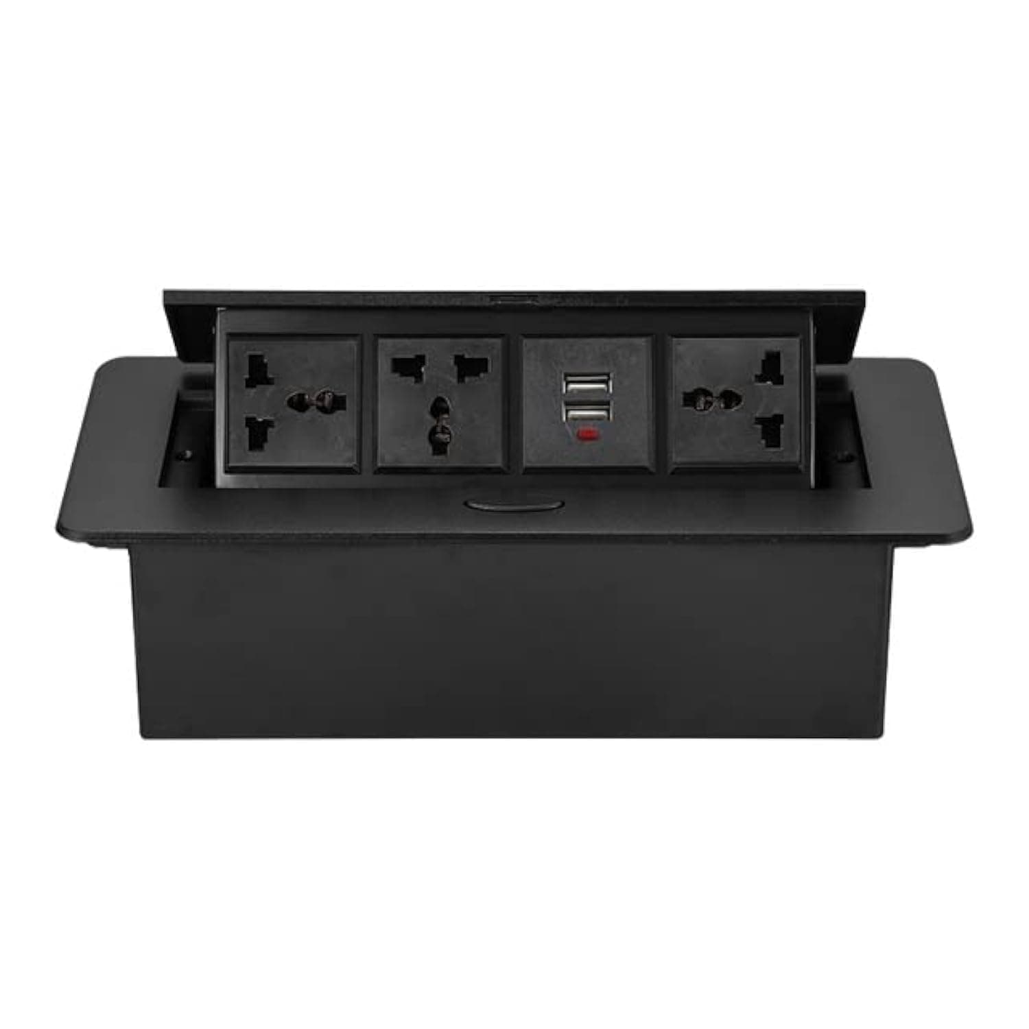 DKURVE Conference Table Connectivity Countertop Socket Universal Socket With USB Embedded Table Socket Pop-UP Socket with 3 power (Black)