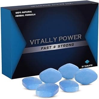 VITALLY POWER | 10 Blue Pills | for Men | Strong & Longer Performance |100% Herbal Supplement | Ginseng | Made in The UK