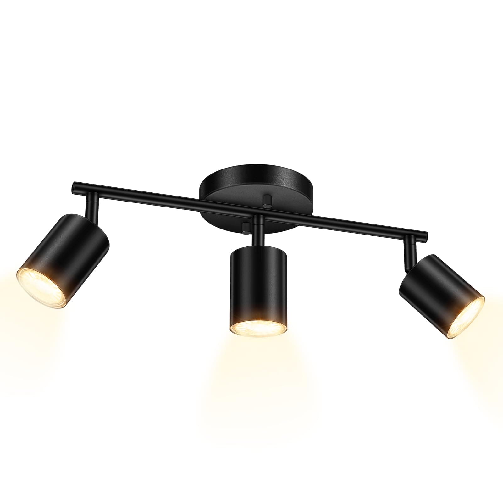 BoostArea LED 3 Light Track Lighting Kit, Black 3 Way Ceiling Spot Lighting, Flexibly Rotatable Light Head for Kitchen, Living Room, Bedroom, GU10 Bulb Not Included