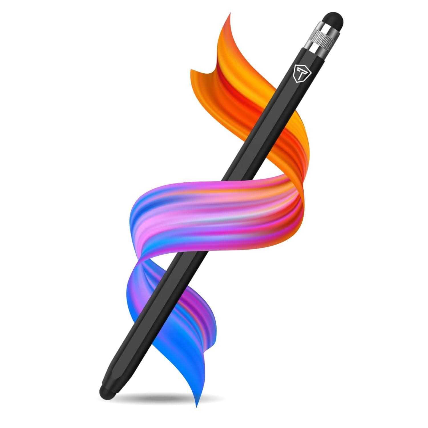 Tukzer 2-in-1 Capacitive Stylus Pen V2.0, Precise Stylus -Fine Point Disc Tip & Micro-Knit Hybrid Fiber Tip, Light Aluminum Body, Rubber Grip, for Touch Screen Devices, Smartphones, Tablets (Grey)