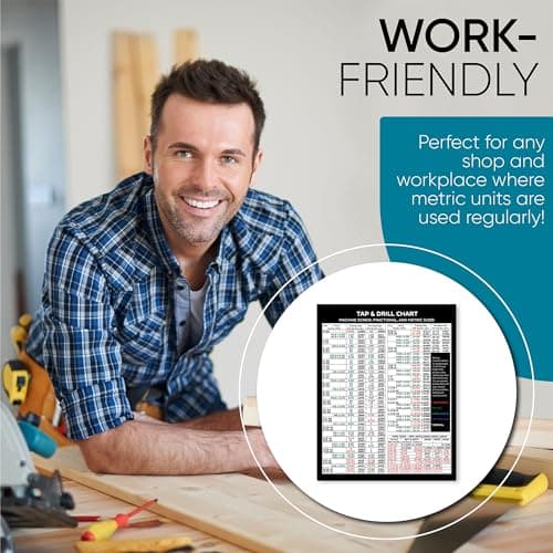 Magnetic Tap Drill Chart Reference Table Magnet | with Decimal Equivalents, Formulas, and Metric Conversions | for CNC Shop & Garage Mechanics and Woodworkers | 8.5" x 10.53"