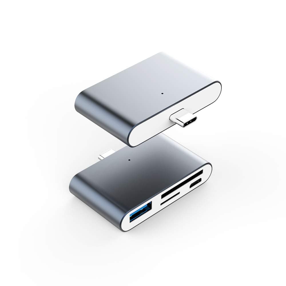 USB C Card Reader OTG, VOASTEK USB C Hub 2-Slot SD/TF/Micro SD, USB C OTG to USB 3.0 Adapter and Micro USB Port