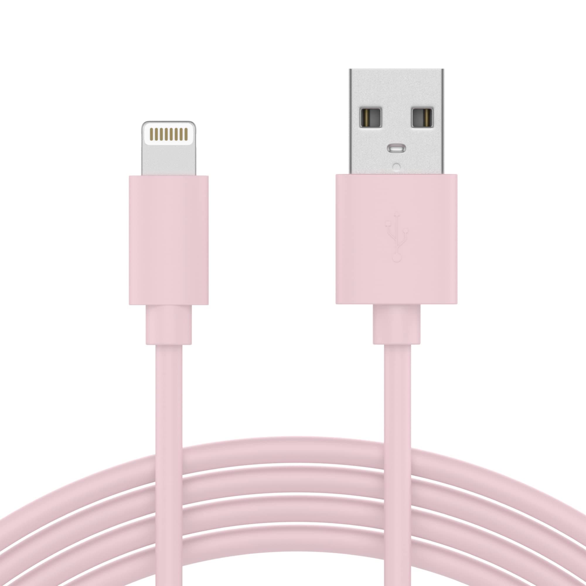TALK WORKS Fast-Charge Lightning Cable - MFi-Certified for Apple iPhone 13, 12, 11 Pro/Max/Mini, XR, XS/Max, X, 8, 7, 6, 5, SE, iPad, AirPods, Watch - 10ft Long Fast Charger, Heavy-Duty Cord, Pink