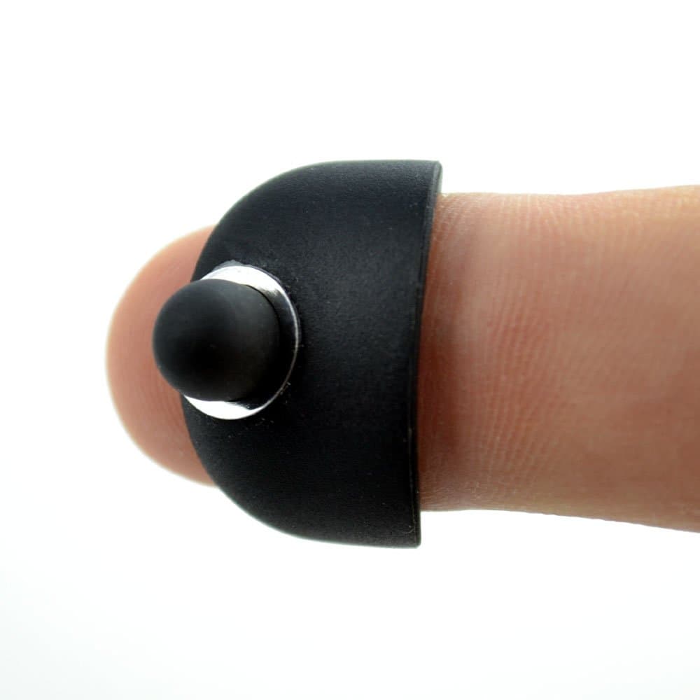 Finger Stylus Ring (Size Large); On-hand Ring Stylus with Dust-plug and Keychain for Capacitive Touchscreens; Set of 2 TxtRng;) Text Ring designed for thumb or index.