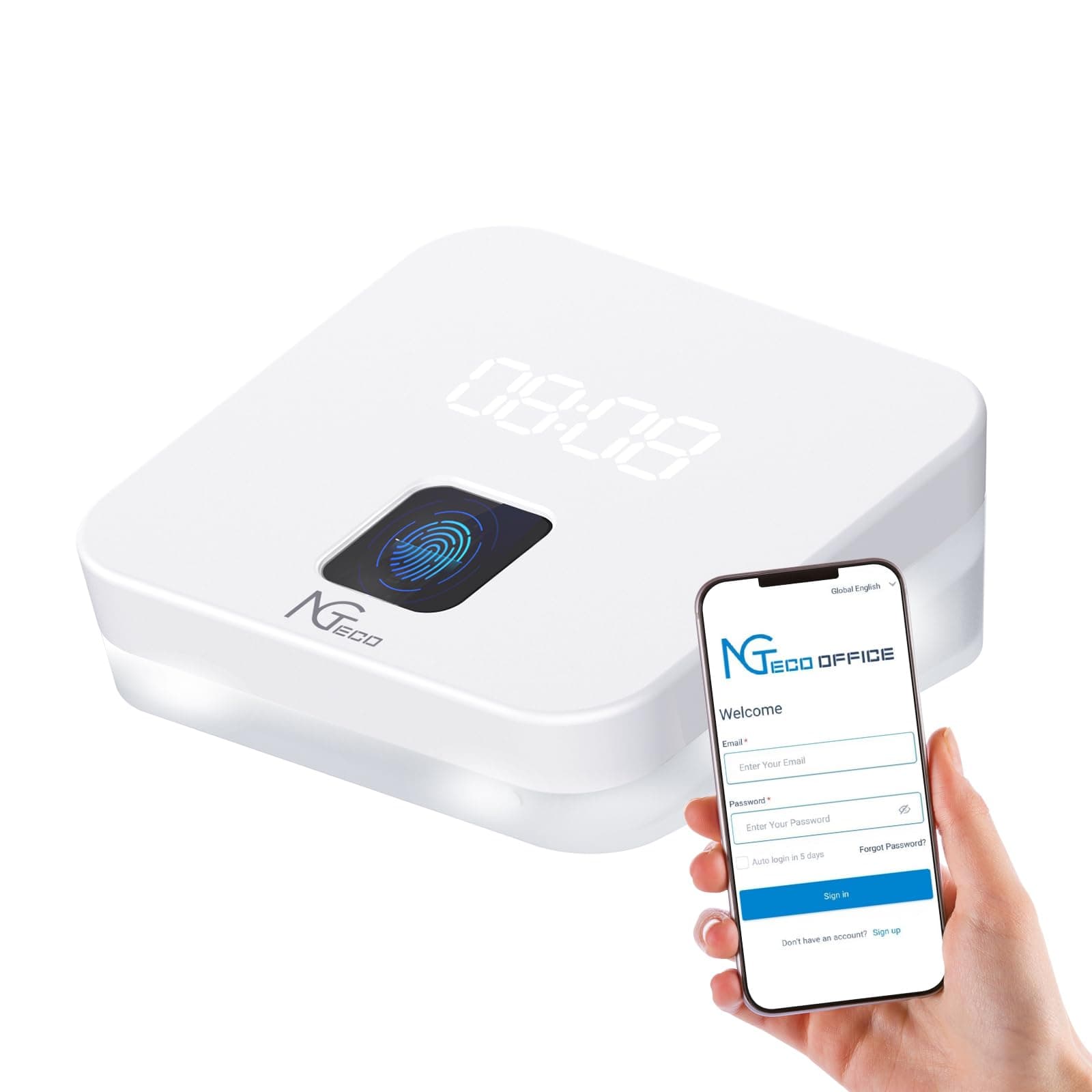 NGTeco Time Clock Cloud-Based, TC4 Fingerprint Time Clocks for Employees Small Business, 2.4G WiFi Customization Rule Clock in Machine with Remote Control Software ＆ iOS/Android App, No Monthly Fee