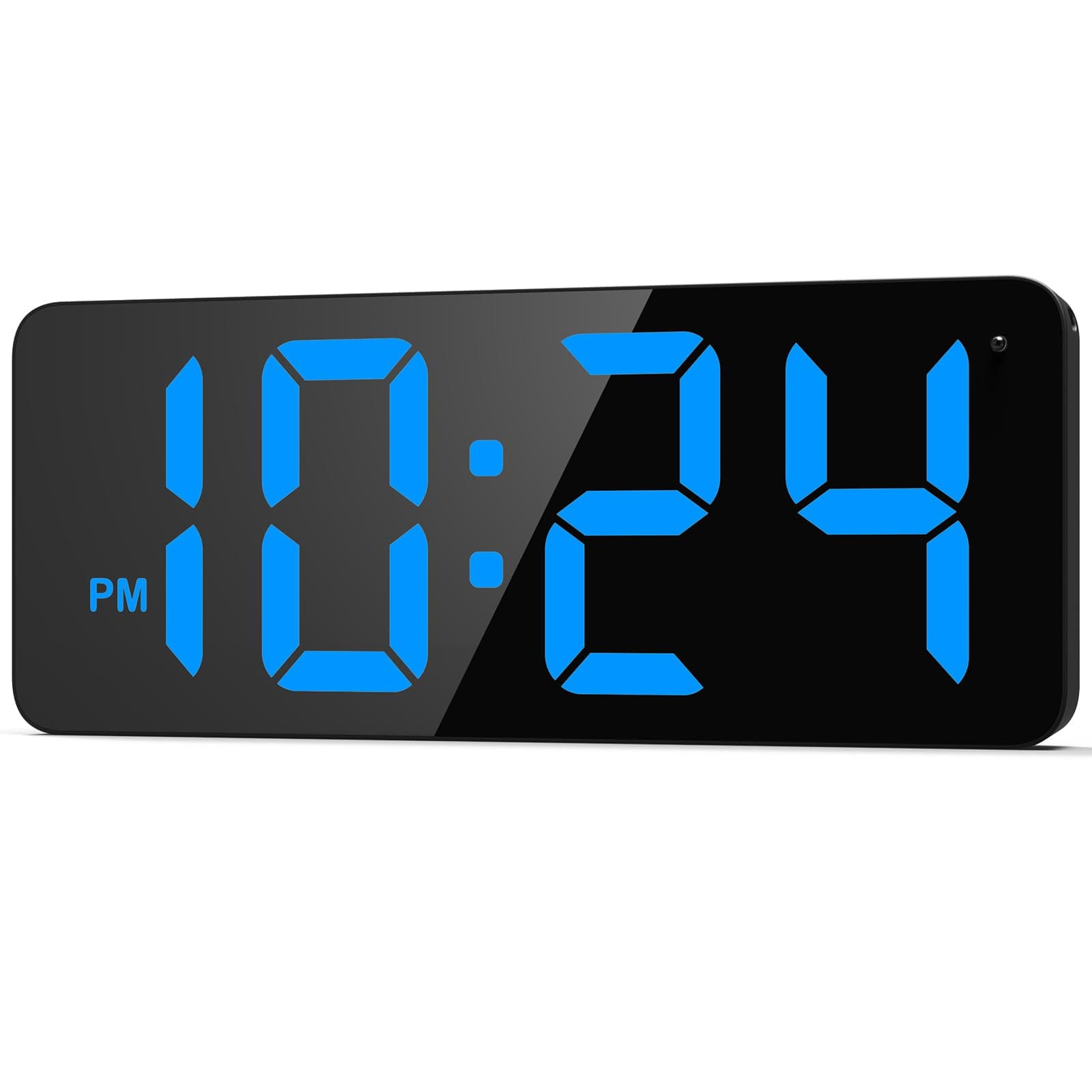 LED Digital Wall Clock with Large Display, Big Digits, Auto-Brightness, 12/24Hr Format, Modern Electric Small Silent Wall Clock for Living Room, Bedroom, Classroom, Farmhouse, Kitchen, Office - Blue