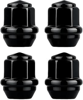 RYBO Set of Alloy Wheel Nuts M12 x 1.5, Taper, 19mm Hex, Compatible With Ford Alloy Wheels & More (Black, Pack of 4)