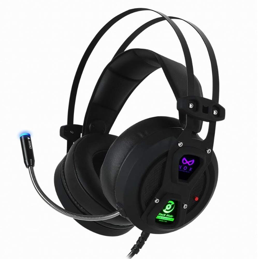 ANC Active Noise Cancelling Control Gaming Headset, 7.1 Channel Surround Stereo, Comfortable Leather Earbuds, with USB Port, Works for PC, Notebook (NOX_Black Hole)