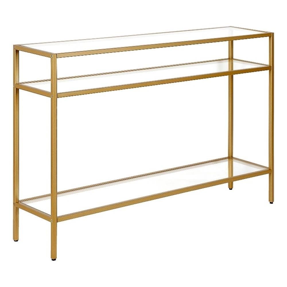 Siviline 42'' Wide Rectangular Console Table in Brass