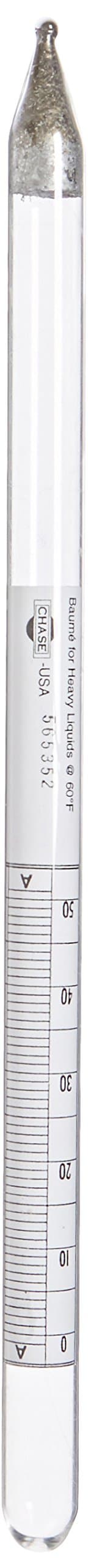 BH13 Baume Precision Hydrometer, 0 to 50 Range, 0.10mm Interval, 300mm Length