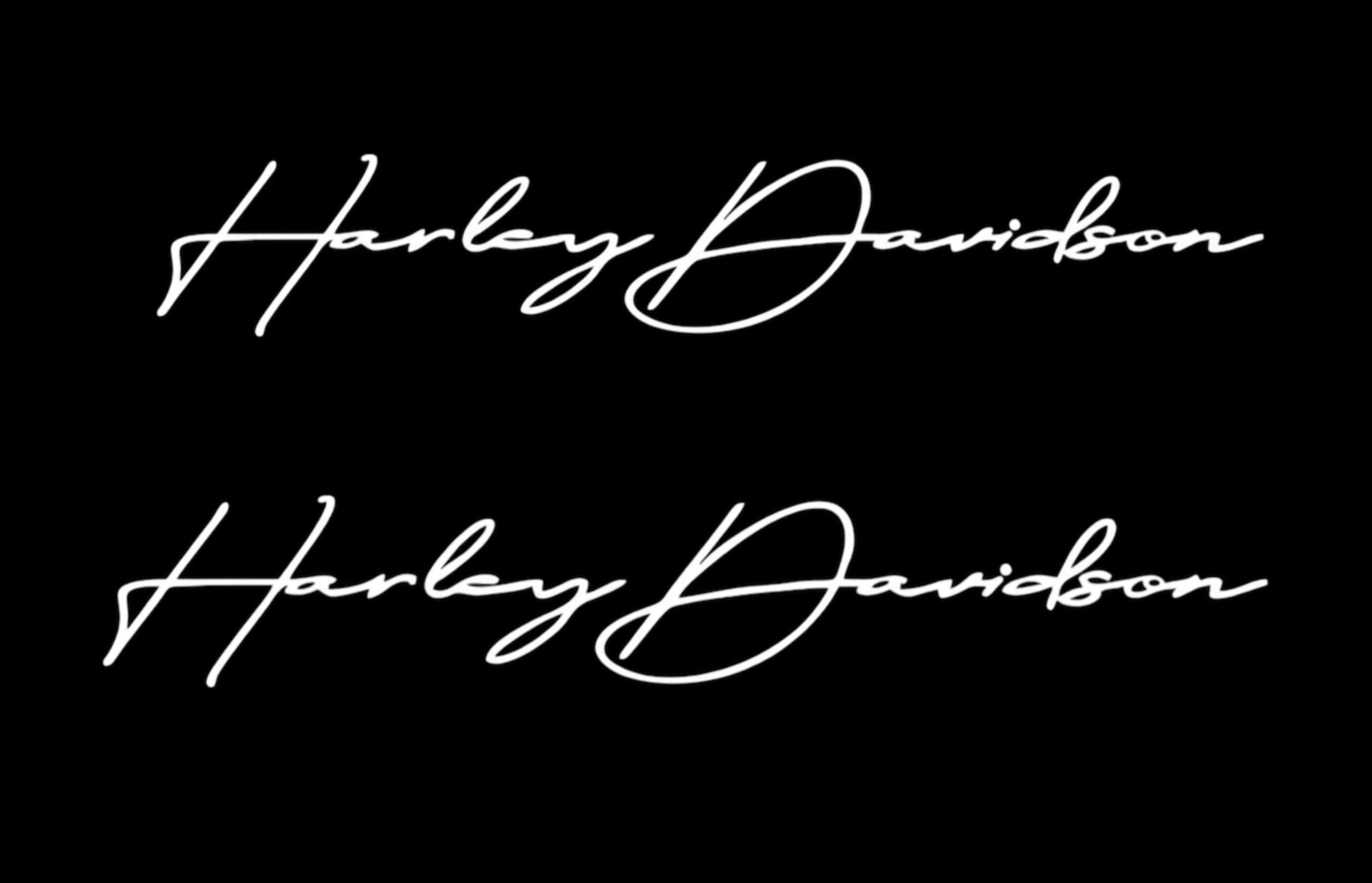 handscript Decal 2"x10" Moto Harley #2 (Right and Left) Piece Waterproof, Easy to Apply. (White)