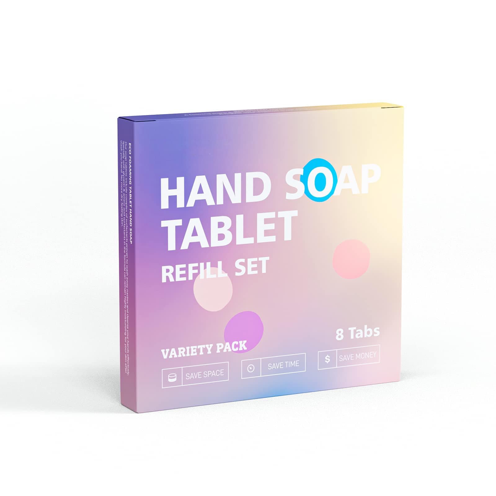 TERRIFI Foaming Hand Soap Refill Tablets - Naturally Safe, Rich Lather Hand Wash Refill Tablets, Variety Fragrance(Strawberry, Lavender, Rose, Unscented), 8 Pack, (makes 8x 8.75 fl oz bottles of soap)