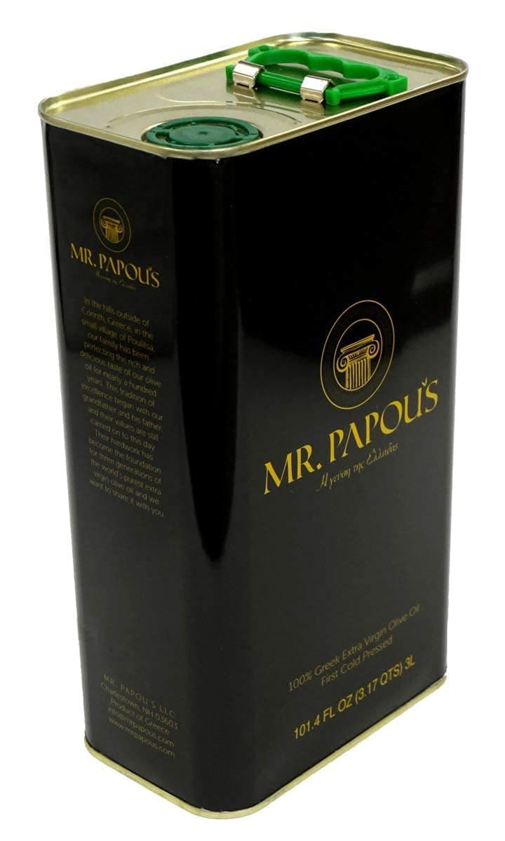 Mr. Papou's Authentic Greek Extra Virgin Olive Oil – High Polyphenols, First Cold Pressed, Family Owned, Single Origin, Harvested in Greece – 3 Liter (101.4 fl oz)