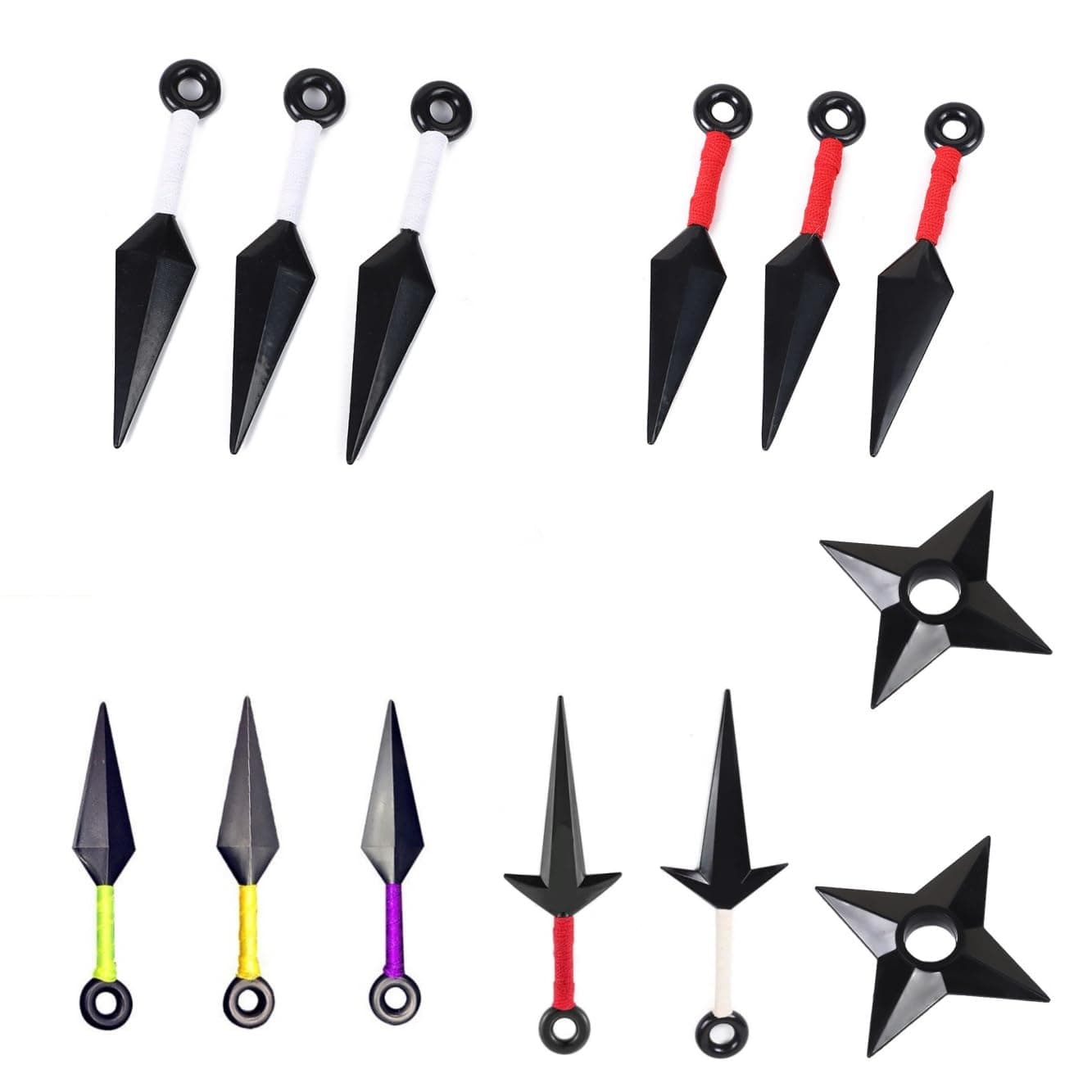 Leaf Village Ninja Kunai Weapon Pack Set is Suitable for Ninja Role-Playing Costumes and Props (13PACK) Black