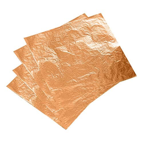 100 Count Imitation Copper Leaf, Double-Sided Rose Gold Foil Leaf Paper, Schlag Leaf, Copper Leaf Sheets for DIY Arts, Gilding Crafts, Interior Decor and Furniture, 5.5” x 5.5” (Copper)