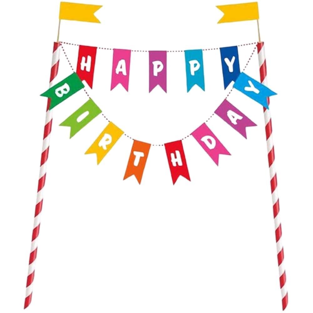 Unique Rainbow Birthday Cake Bunting Topper