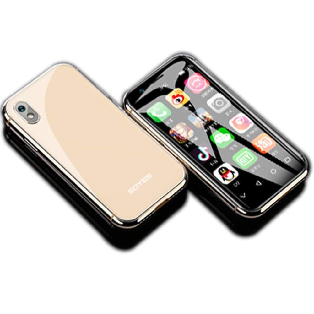 SOYES XS Smart Mini 4G Mobile Phone Android System 7.0 Ultra-Thin 3 Inch 16G Memory Quad-core Built-in Battery 1580mAh Before and After 500 Pixel GPS HD Mobile Phone (Gold)