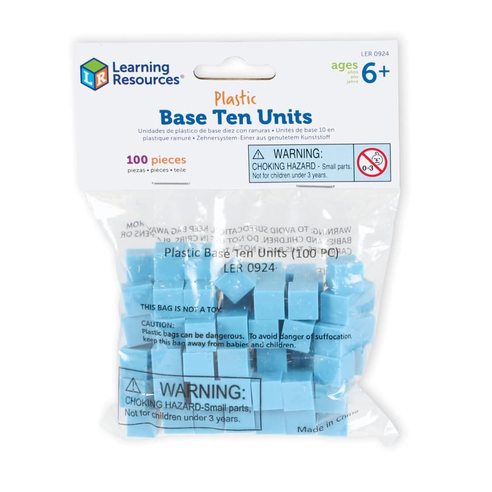 Learning Resources Grooved Plastic Base Ten Units, Ages 6+, 100 Counting Cubes for Place Value and Number Skills, Durable Maths Manipulative Set