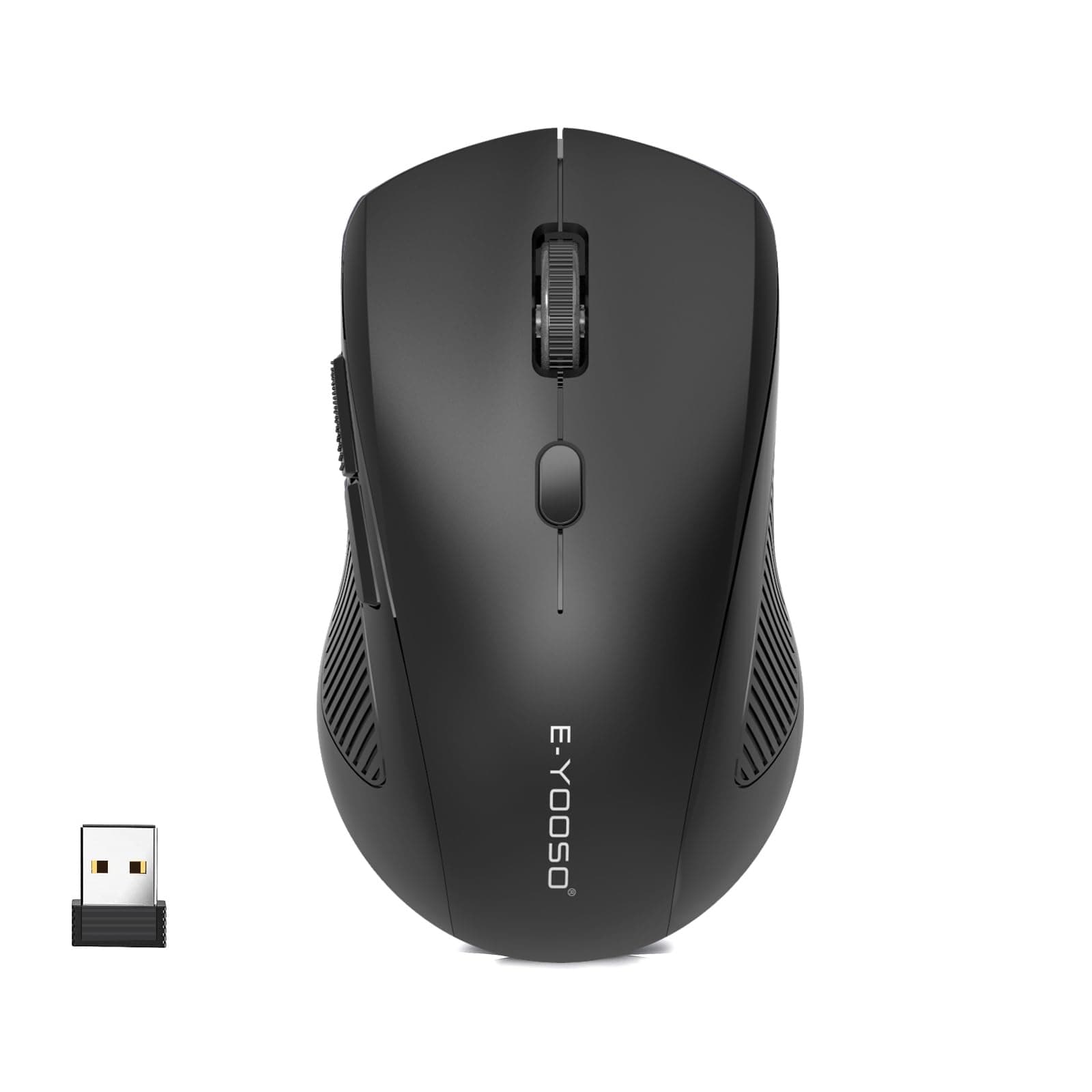 E-YOOSOWireless Mouse, USB Cordless Computer Mouse, 18 Months Battery Life, 6 Button, 5 Adjustable DPI, 2.4GHz Portable Wireless Optical Mice for Windows, Mac, Linux, Chromebook