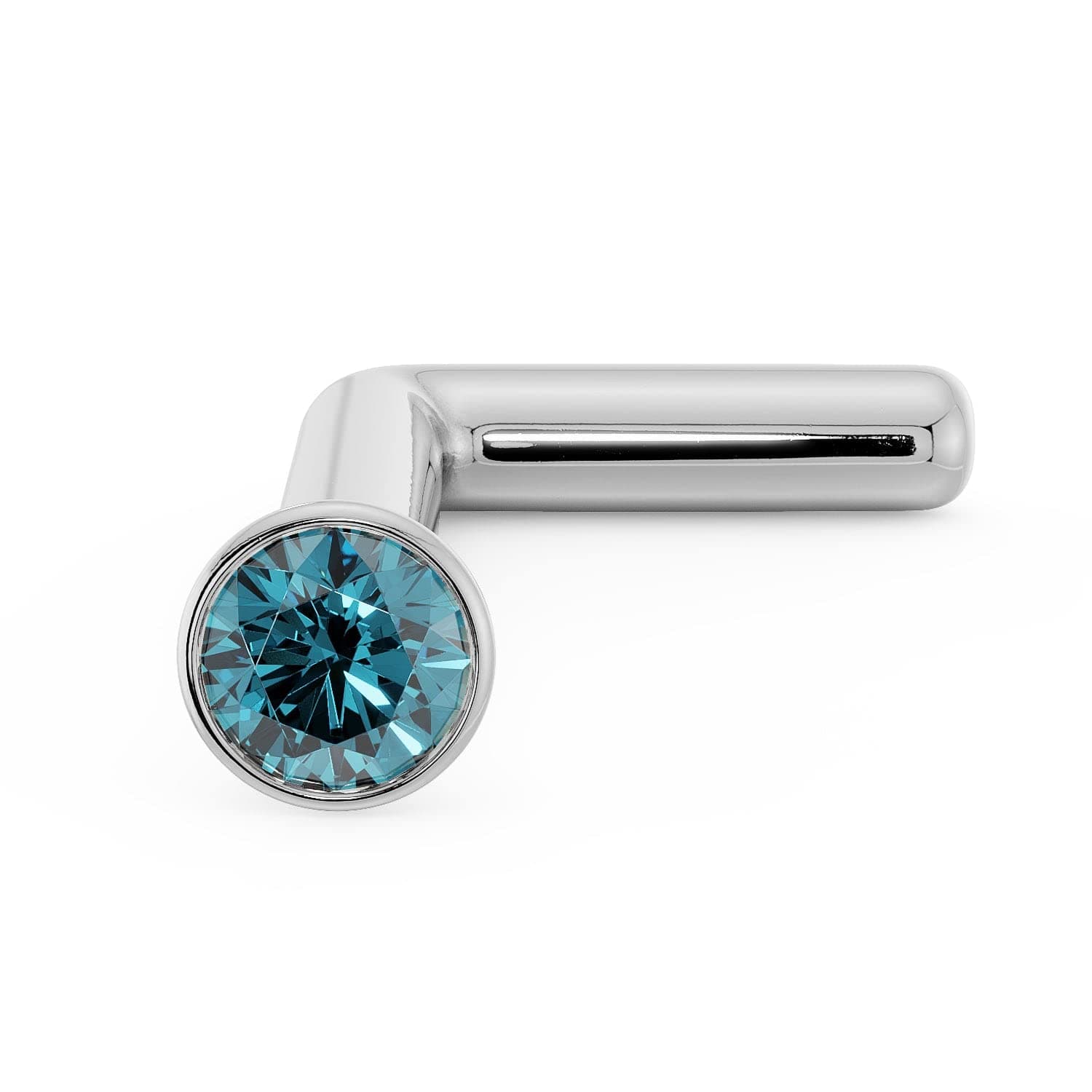 FreshTrends1.5mm Blue Diamond Bezel Nose Ring Stud