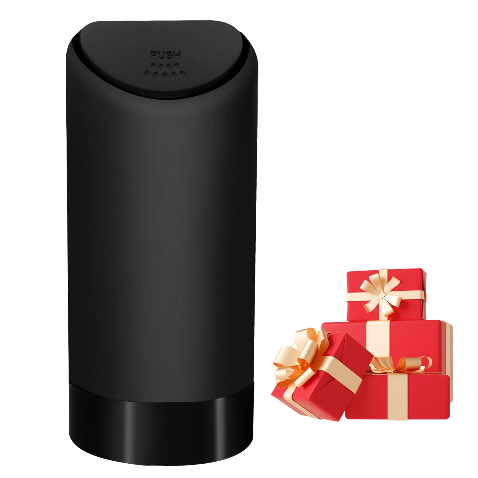 Amfor Mini Car Trash Can with Lid, Washable Silicone Material Fit in Side Door Cup Holder for Receipts, Gum Wrappers Storage