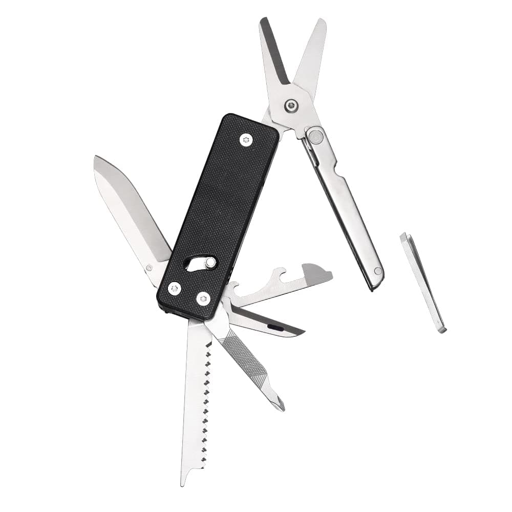KS2E Elite- Multi-function Pocket Knife with Large Scissor Tool, G10 Handle and Pocket Clip, 13 Functions in 1 Tool, Good for Camping/Backpack Travel/Emergency/ED