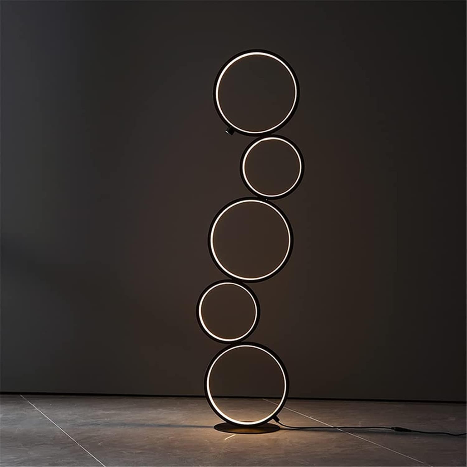 Modern Ring Touch Switch LED Floor Lights Art Interior Decoration Home Nordic Floor Lamp Standing Lamp for Living Room Lighting (Black)