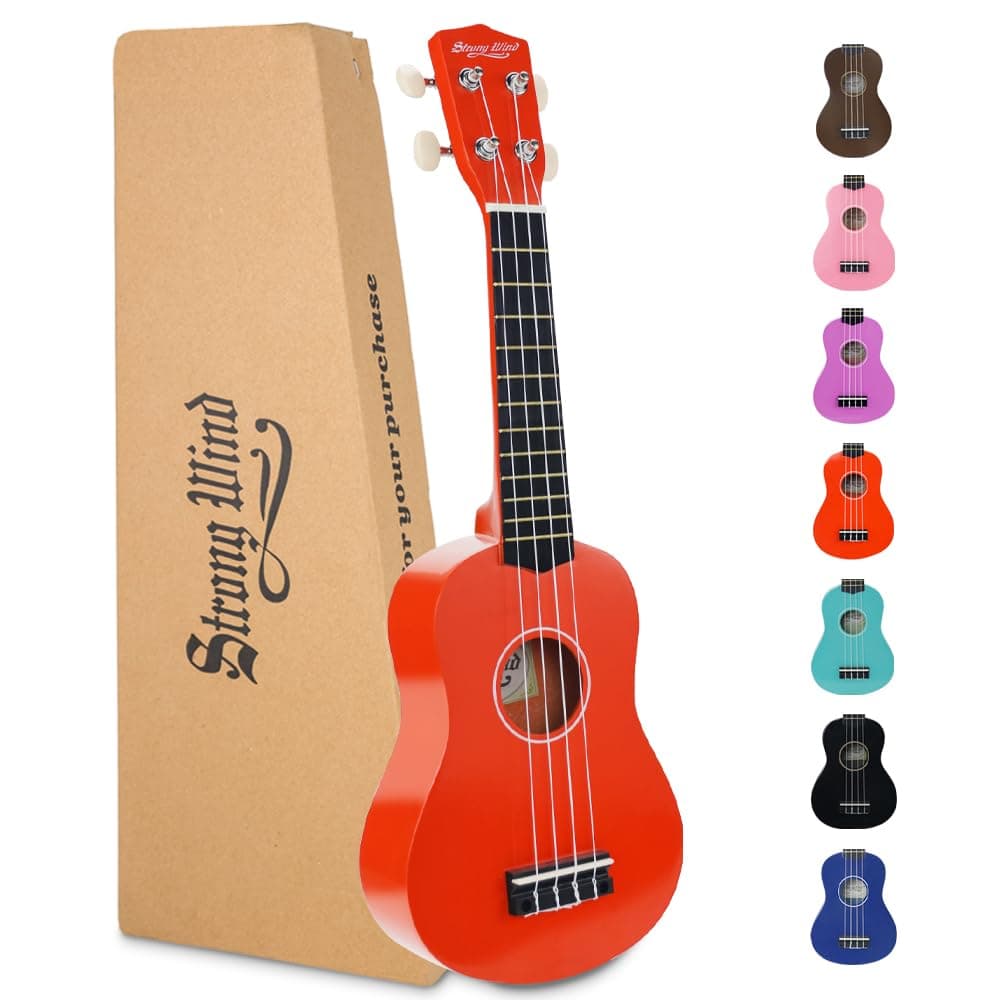 Strong Wind Soprano Ukulele - Stringed Musical Instrument Ukulele for Beginners, 21 Inch Basswood Ukelele (Orange)