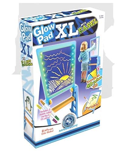 Mindscope Light Up LED Glow Pad XL Drawing Board Animator w/Easel Blue/Orange with Glow Markers