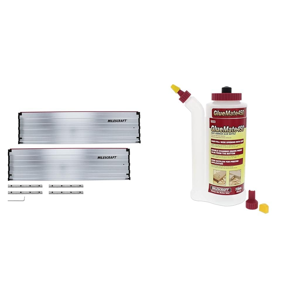 Milescraft 1408 55" Guide Rail Extensions for 1409 Track Saw Guide and 5223 15oz Precision Wood Glue Bottle Bundle