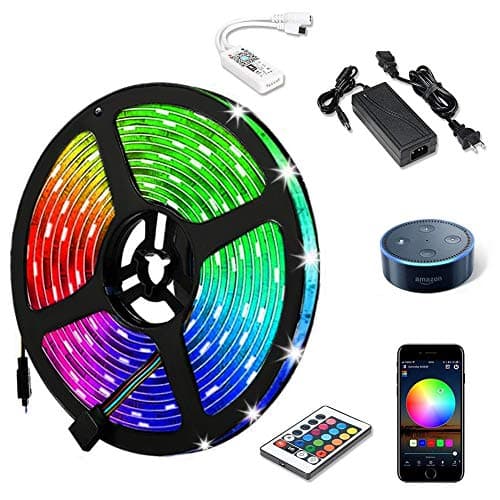Litake WiFi Smart LED Strip Light ,APP Phone Controlled LED Lights Work with Alexa Google Assistant,Music Sync,IP65 Waterproof 300 LEDs Sound Activated LED Light Strips for Room Decor,16.4 ft