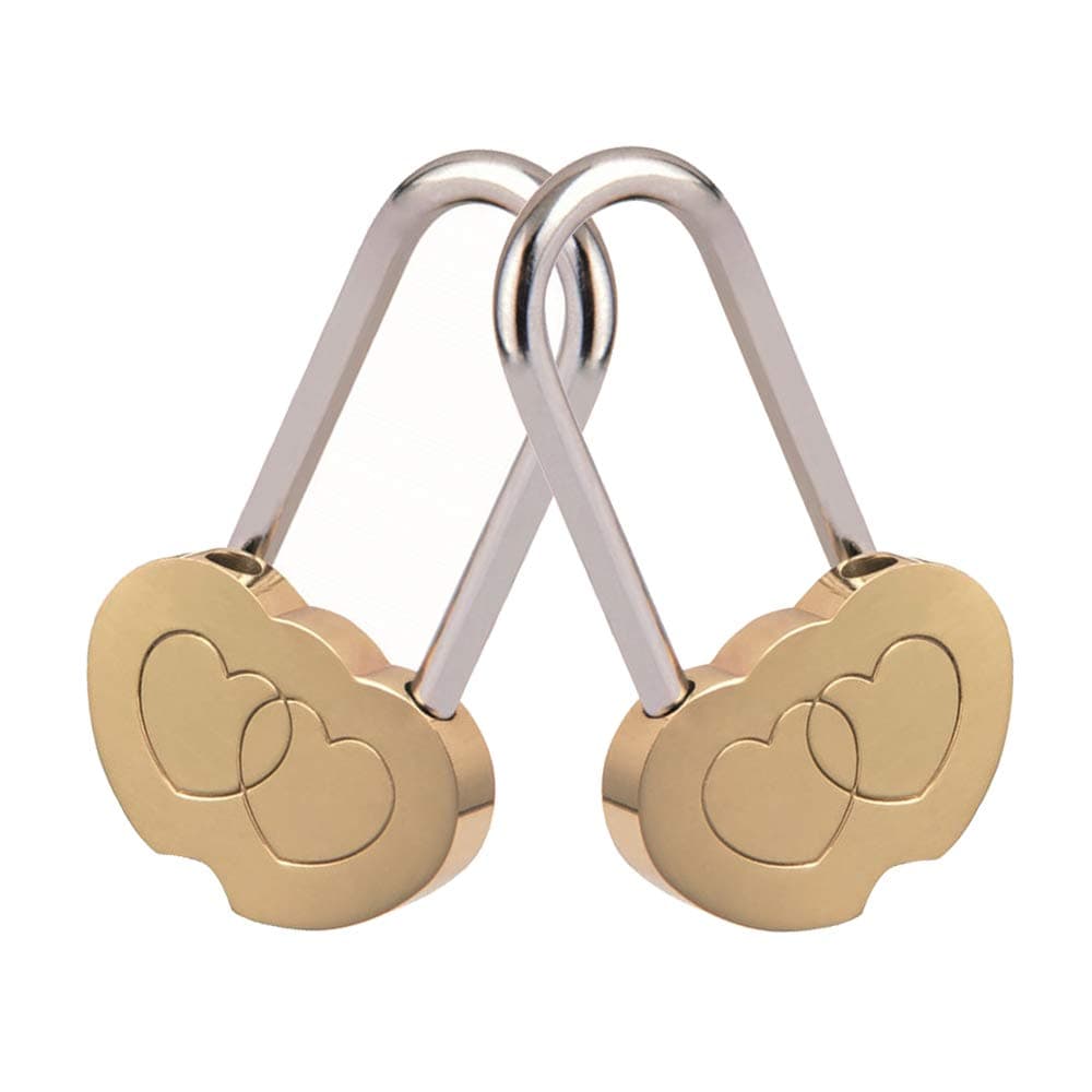 2 Pack Double Heart Shaped Lock Love Engraved Padlock Valentines Anniversary Day Gifts Blessing No Key