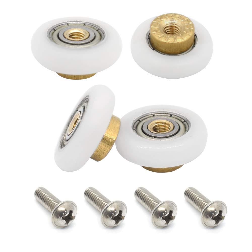 Linwnil 4PCS Shower Door Rollers Runners Wheels Replacement Part Bathroom Glass Door Runner Sliding Shower Door Roller Wheel,19MM