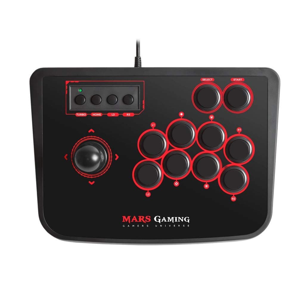 MARS Gaming MRA – Controller Retro Arcade Stick (Mechanical Switches, Turbo Mode, Ergonomic Design, 14 Buttons, High Performance Joystick), Black