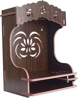 nexat Wooden Door Temple for Pooja Room | MDF Mandir with Door Design | Home Temple for Living Room & Office (456)