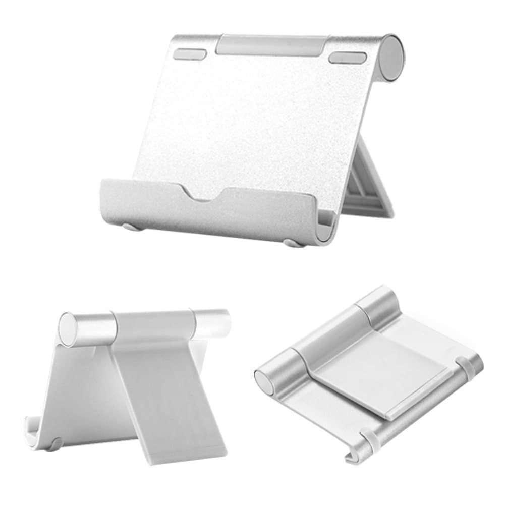 Cell Phone Stand | Multi-Angle Aluminum Mobile Phone Holder for 2-4 Inches Smartphones Tablets E-readers iPhone iPad Samsung Galaxy / Tab Google Nexus HTC LG Nokia Lumia OnePlus | Silver