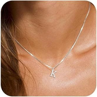 RLMOON Silver Gold Initial Necklaces for Women Dainty Letter A-Z Necklace 14K Gold Plated Tiny Initial Pendant Name Necklaces Personalized Women Gift