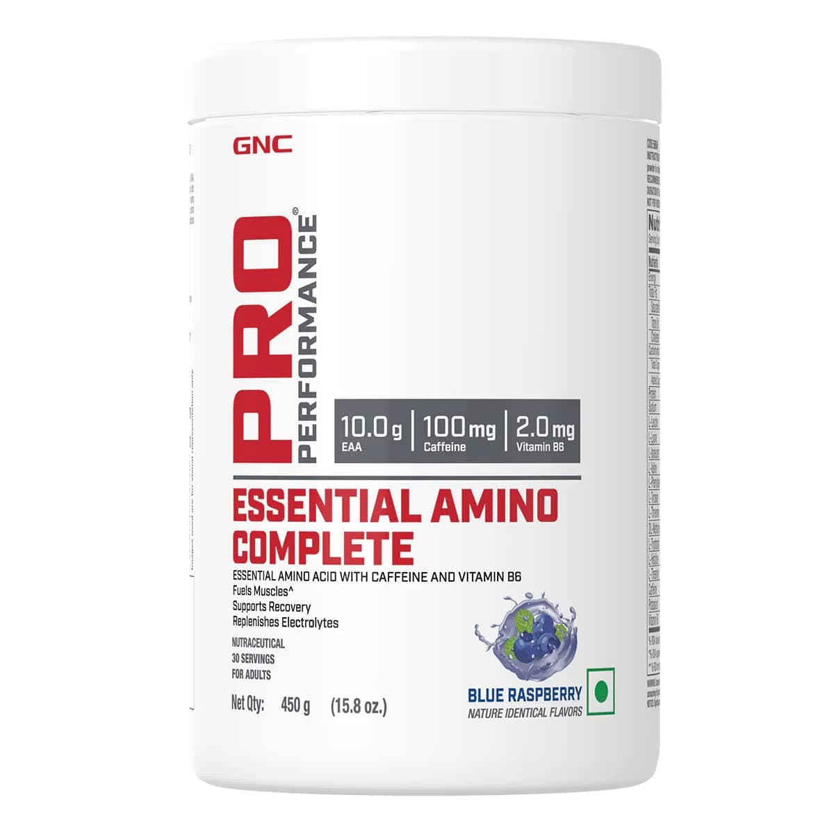 Pro Performance Essential Amino Complete | 450 gm | 30 Servings | Fuels Muscle Growth | Beats Fatigue | Prevents Muscle Cramps | 10g EAA | 100mg Caffeine | 2mg Vitamin B6 | Blue Raspberry