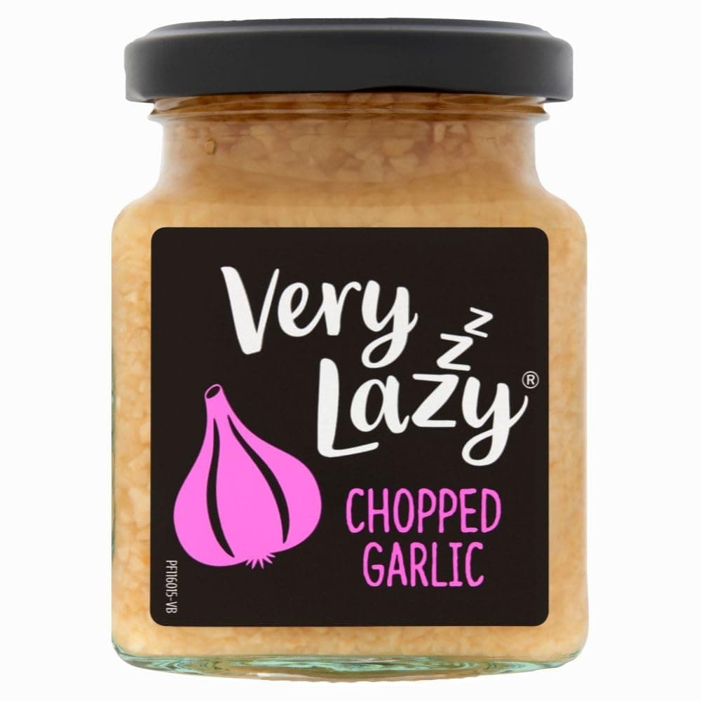 Very Lazy Chopped Garlic 200g Jar – Premium Chopped Garlic in a Jar – Ready to Use Garlic for Home Cooking, Sauce, Pasta & Marinades